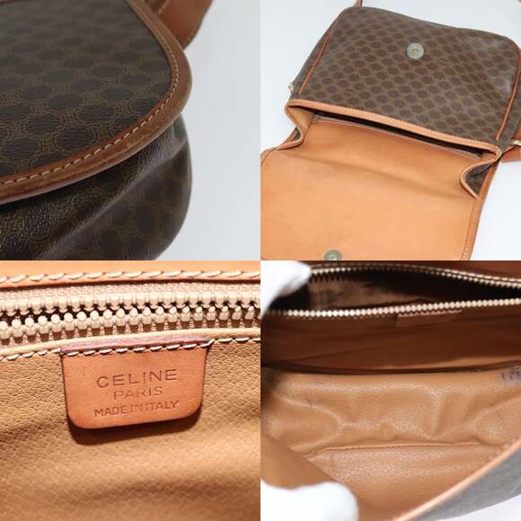 CELINE Macadam Canvas Shoulder Bag Pvc Leather Brown Gold - Picture 11 of 12